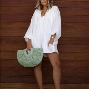 NWT Vici x Caitlyn After Sun Pocketed Romper / Off White - Size Large